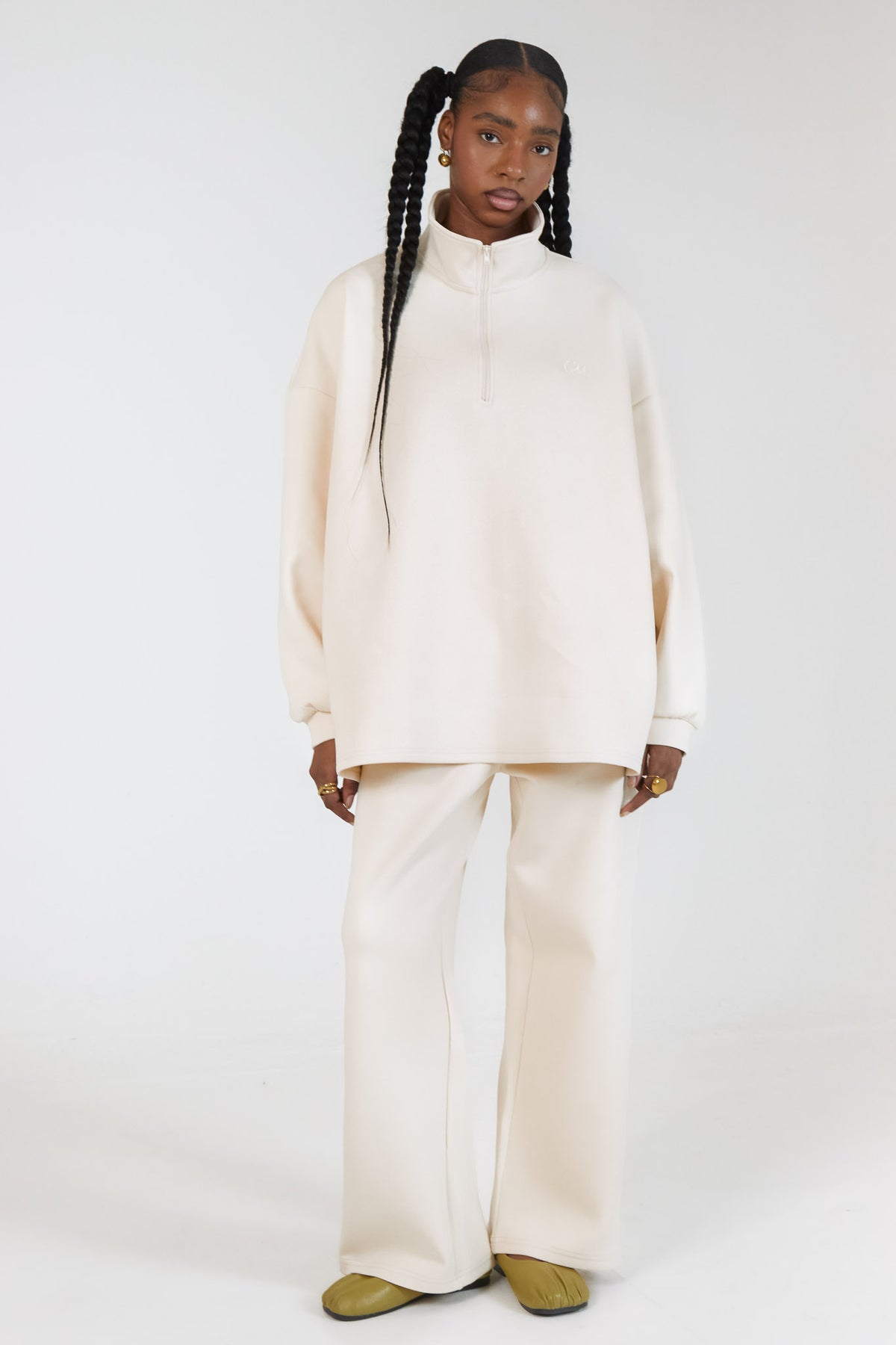 La sudadera con cremallera Comfy Ecru
