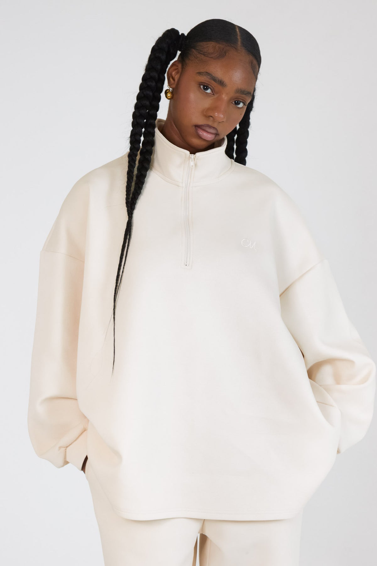 La sudadera con cremallera Comfy Ecru