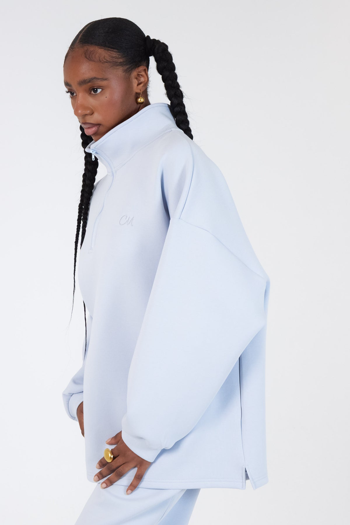Sudadera cómoda con cremallera gris oscuro