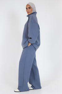 The Comfy Zip Sweatshirt in Washed Blue