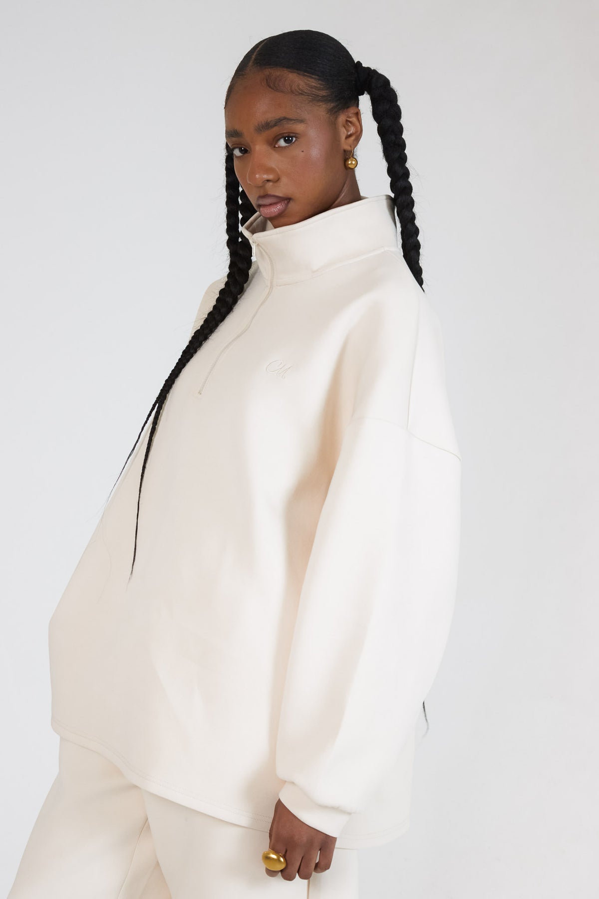 La sudadera con cremallera Comfy Ecru