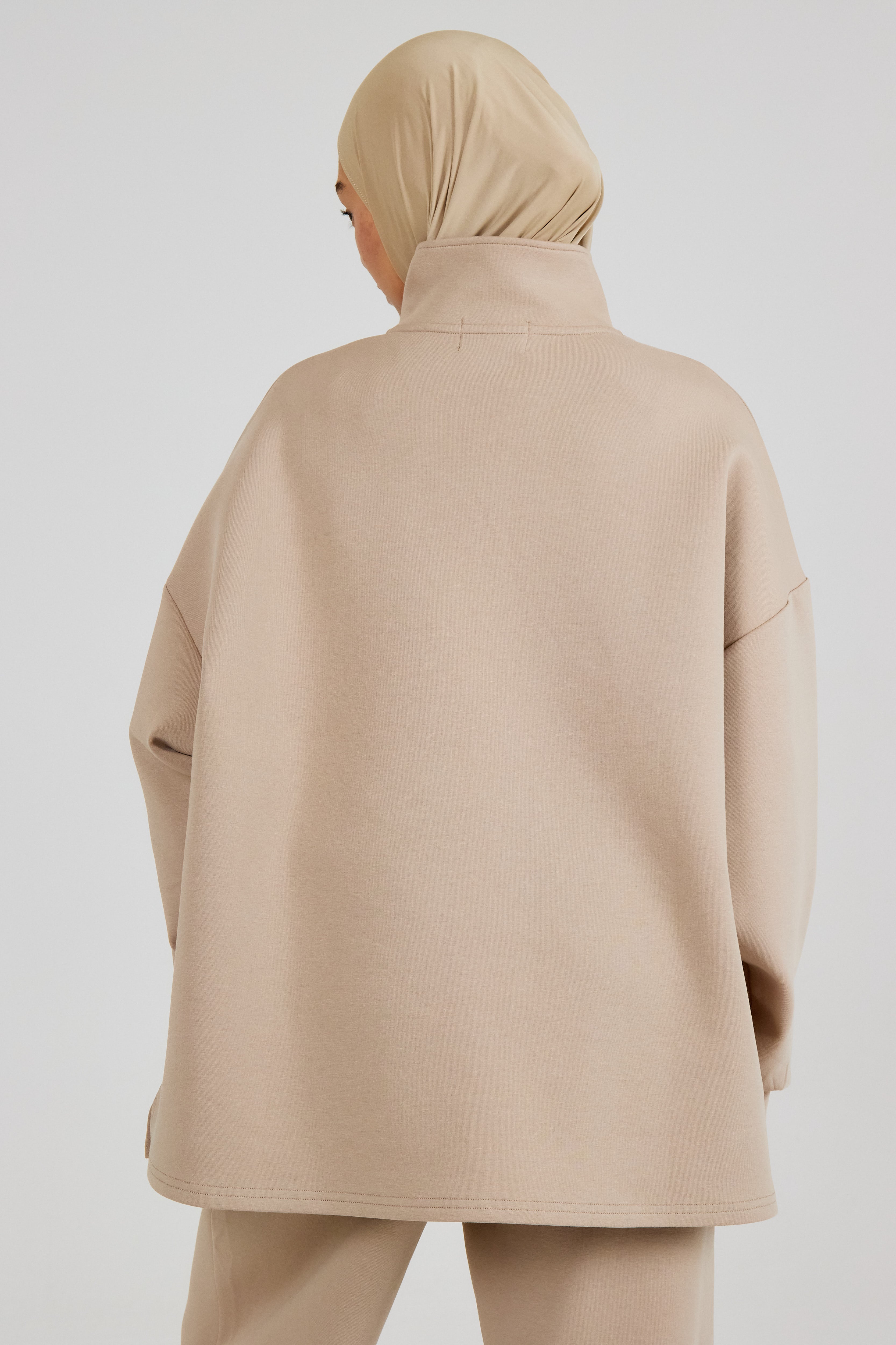 The Comfy Beige Zip Sweatshirt