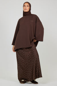 La Jupe Satin Pois Brun