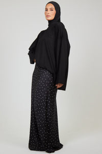 La Jupe Satin Pois Noir