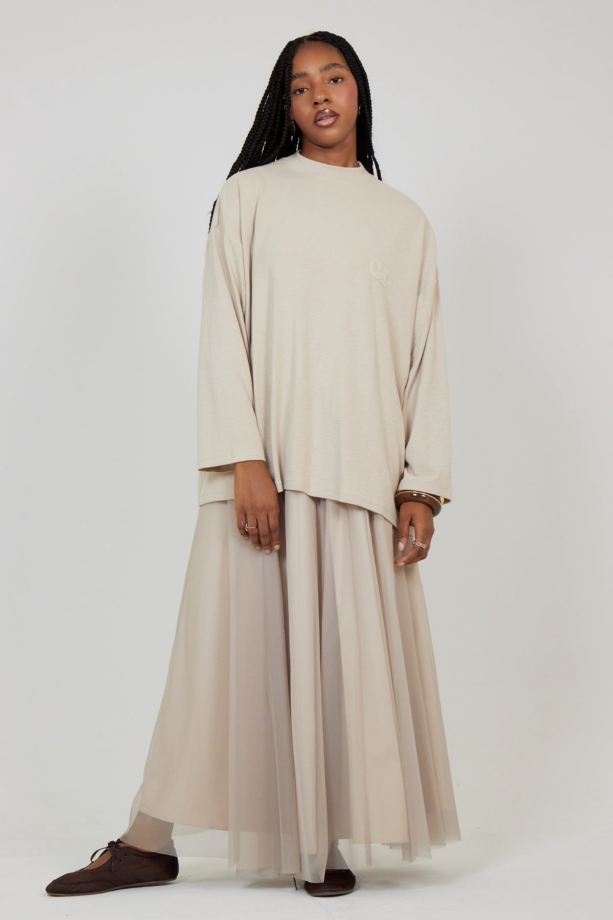 La Jupe Tulle Beige