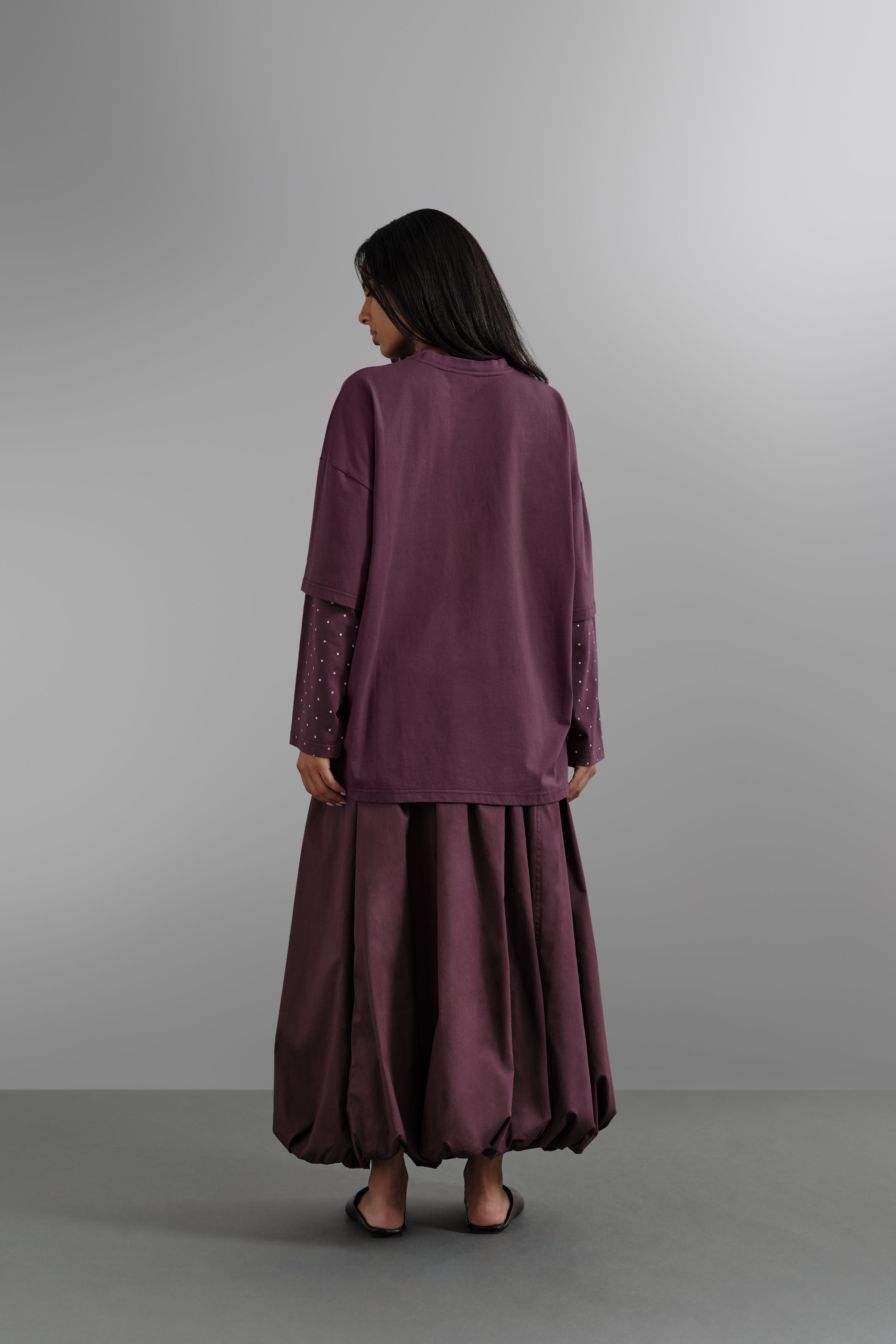 Le Top Layer à Pois Aubergine
