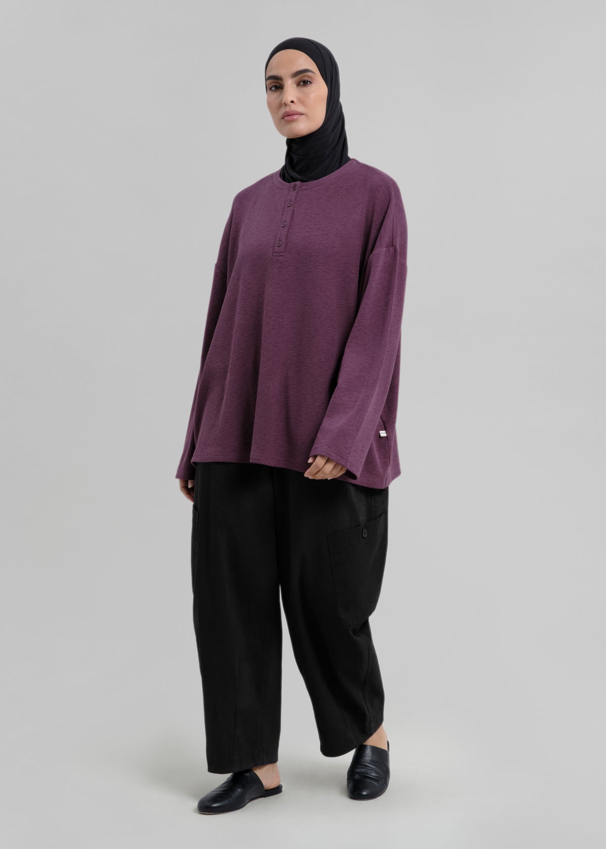 Le Top Boutonné Aubergine